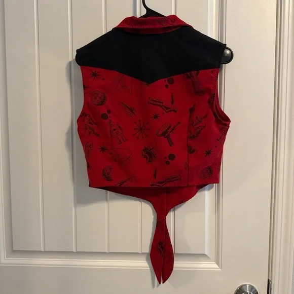Rock Steady Women’s Space Themed Vest with Tie Front - Picture 2 of 6